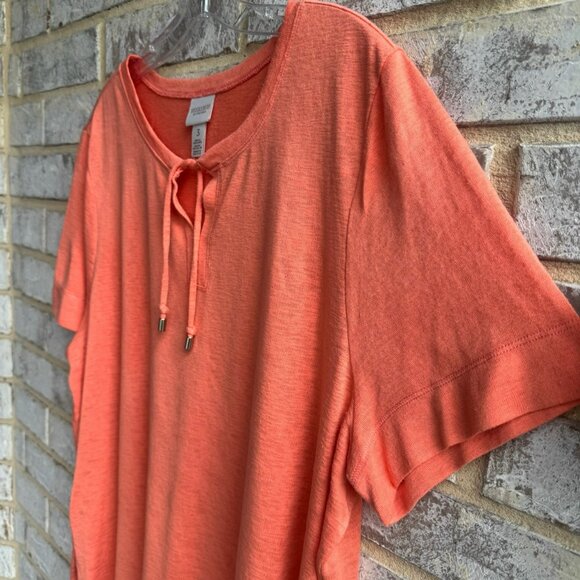Chico's Weekends Short Sleeve Tie Neck Stretch Tee Shirt Women's Size 3 (XL) - Picture 6 of 8